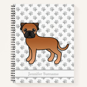 Red Bullmastiff Niedlich Cartoon Dog & Text Notizbuch
