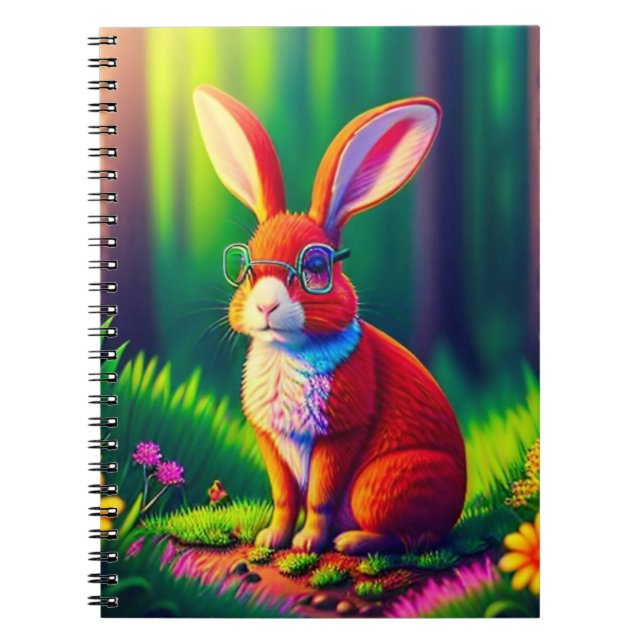 Red Bunny Sitzen auf Gras Notizblock (Vorderseite)