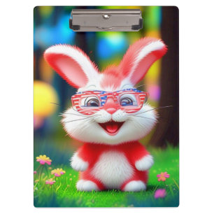 Red Bunny Wearing American Glasses-44244 Klemmbrett