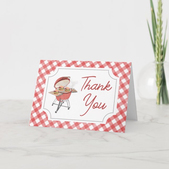 Red Burger GRILLEN Baby Shower Dankeskarte (Vorderseite)