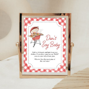 Red Burger GRILLEN Baby Shower Say Baby nicht Poster