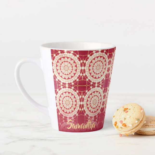 Red Burgund Gold White Mandala Muster Milchtasse (Beispiel)