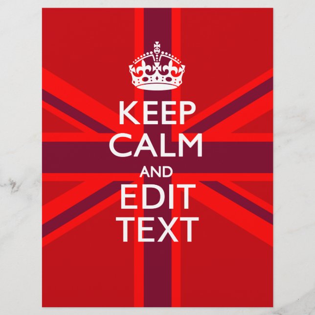 Red Burgundy Behalte Ihre Text Union Jack Flag ber (Vorderseite)