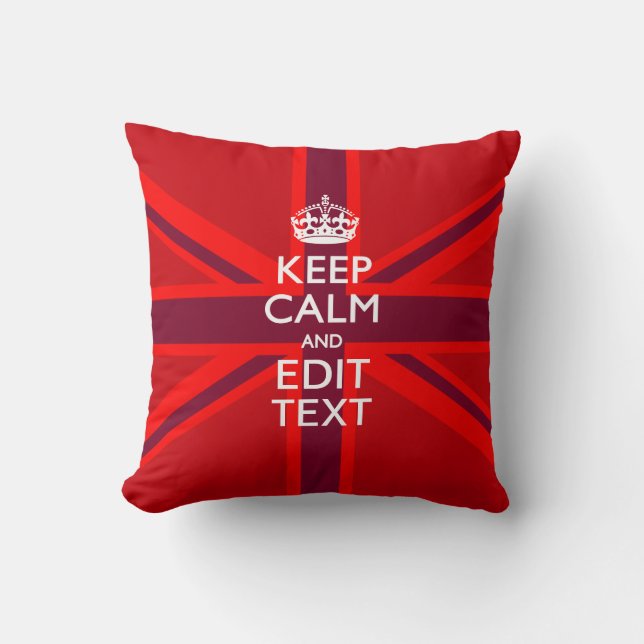 Red Burgundy Behalte Ihre Text Union Jack Flag ber Kissen (Vorderseite)