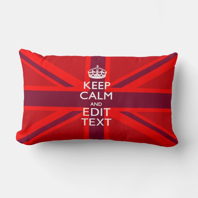 Red Burgundy Behalte Ihre Text Union Jack Flag ber Lendenkissen (Vorderseite)