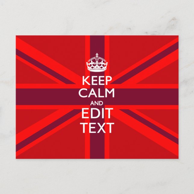 Red Burgundy Behalte Ihre Text Union Jack Flag ber Postkarte (Vorderseite)