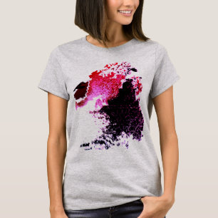 Red Burgundy Black Airbrush Paint Splashes Design T-Shirt