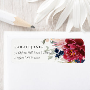 Red Burgundy Blush Blue Floral Bunch-Adresse