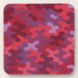 Red Burgundy Camo Plastic Coaster Set Getränkeuntersetzer