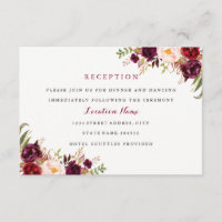 Red Burgundy Floral Hochzeit im Herbst Empfang Car