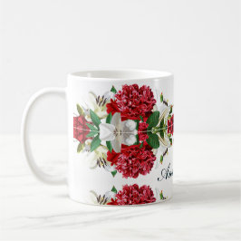 Red Burgundy Floral Watercolor personalisieren Kaffeetasse