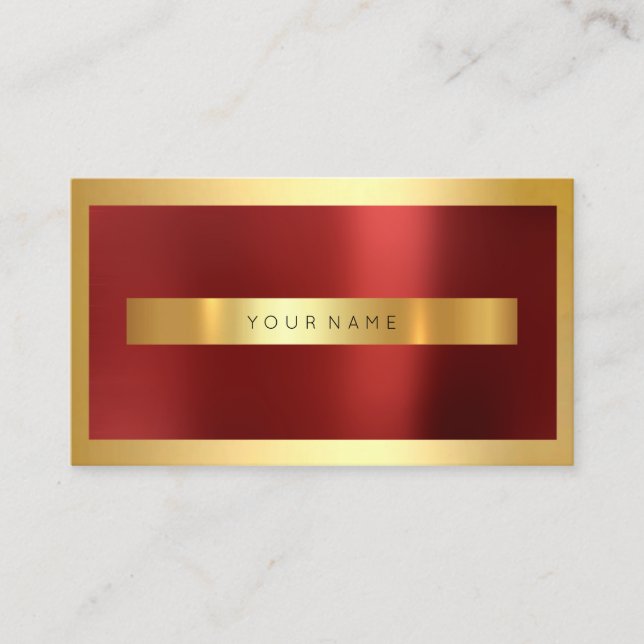 Red Burgundy Gold Frame Metallic Minimal Visitenkarte (Vorderseite)
