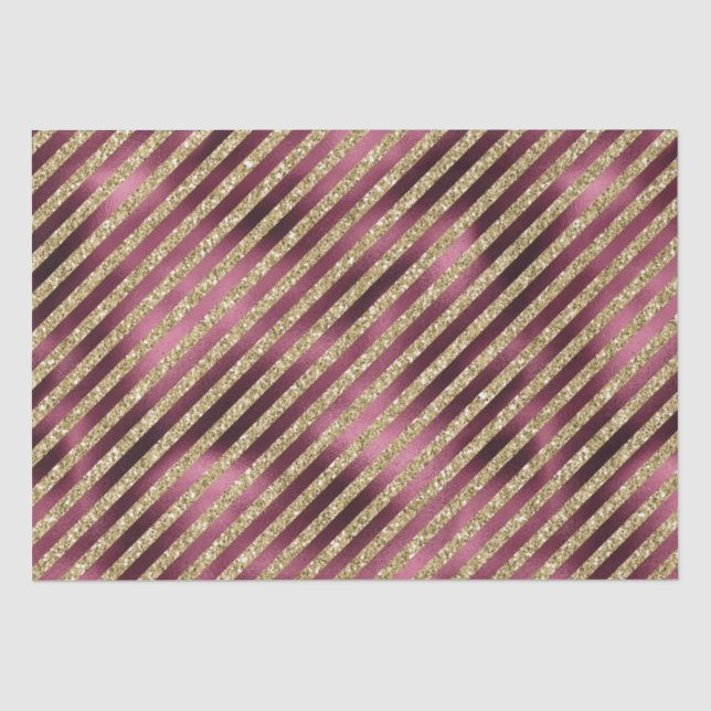 Red Burgundy Gold Glitzer Streifen Seidenpapier (Vorderseite)