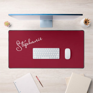 Red Burgundy Minimalistischer Personalisierter Skr Schreibtischunterlage