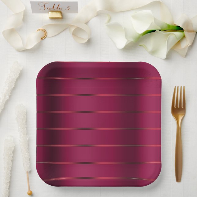 Red Burgundy Ribbon Brautparty Pappteller (Hochzeit)