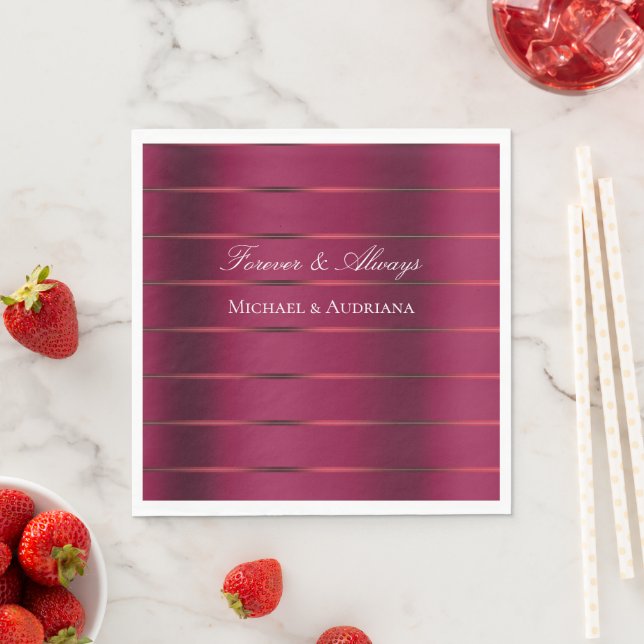 Red Burgundy Ribbon Wedding Brautparty Serviette (Beispiel)