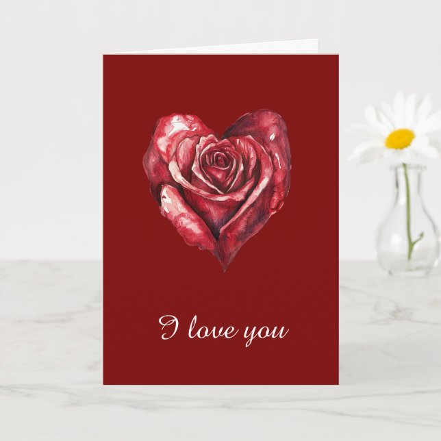 Red Burgundy Rose Herzliche Liebe Karte (Kleine Pflanze)