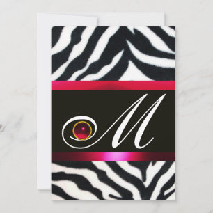 RED BURGUNDY SCHWARZ-WEISS ZEBRA FUR MONOGRAM EINLADUNG