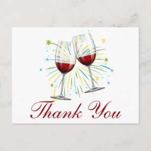 Red Burgundy Vielen Dank, dass Sie Weingläser Hoch Postkarte