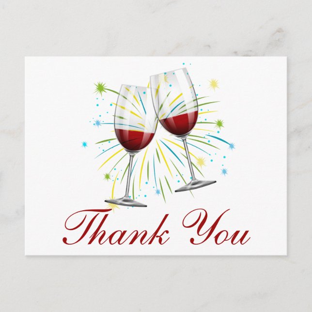 Red Burgundy Vielen Dank, dass Sie Weingläser Hoch Postkarte (Vorderseite)