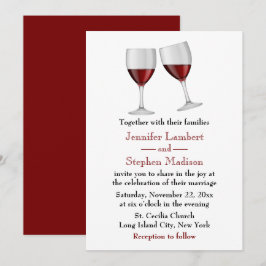 Red Burgundy Wine Glasses Wedding Party Einladung