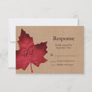 Red Burlap Mit Monogramm UAWG RSVP Karte