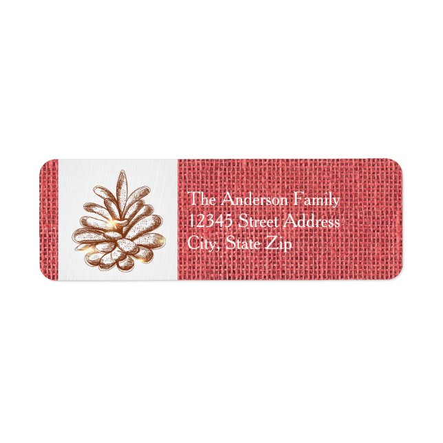 Red Burlap Pinecones Foto - Rücksendeadresse-Label (Vorne)