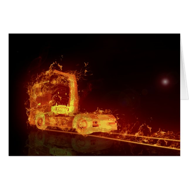 Red Burning Truck in Feuer Flammen (Vorderseite (Horizontal))