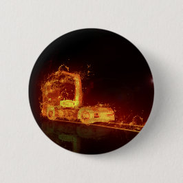 Red Burning Truck in Feuer Flammen Button