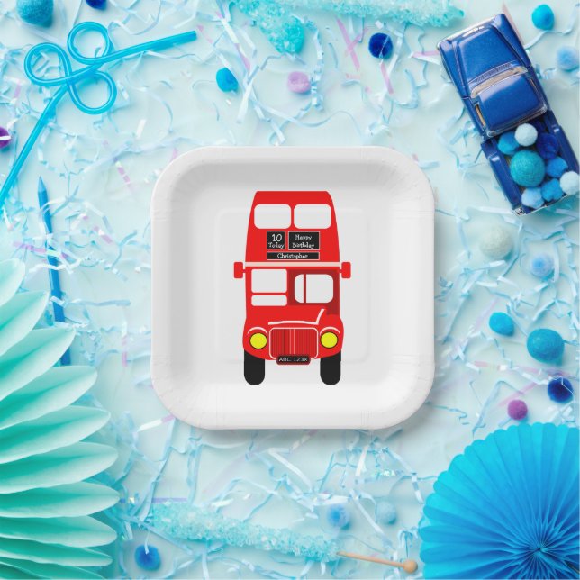 Red Bus Design Geburtstagsparty Pappteller (Party)