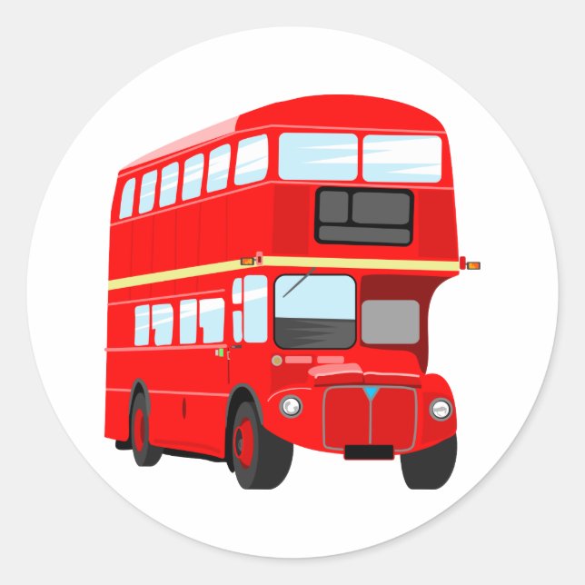 Red Bus Runder Aufkleber (Vorderseite)