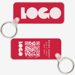 Red Business Logo & QR-Code, Horizontale Unternehm Schlüsselanhänger<br><div class="desc">Personalisierte,  leicht und wasserdicht gestaltete Logo-Schlüsselanhänger mit minimalem Design. Fügen Sie Ihre URL hinzu,  um QR-Code,  Logo und Text zu erstellen.</div>