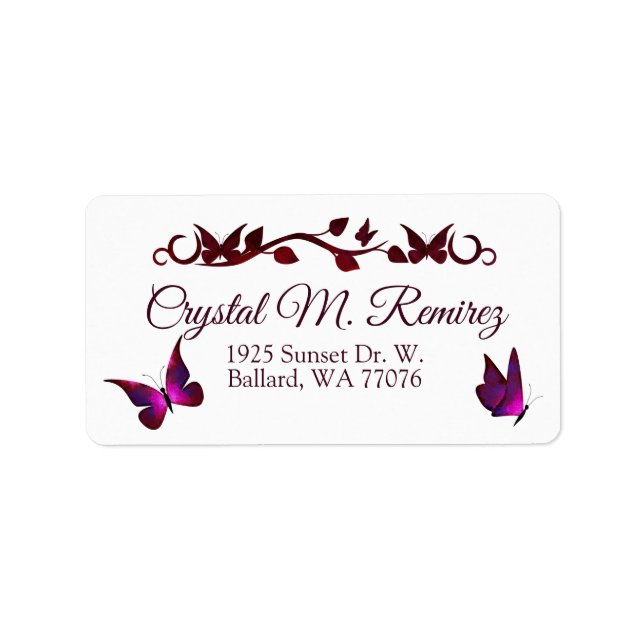 Red Butterfells Address Labels Adressaufkleber (Vorne)