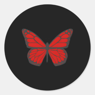 Red Butterfly Ästhetische Grunge Soft Runder Aufkleber