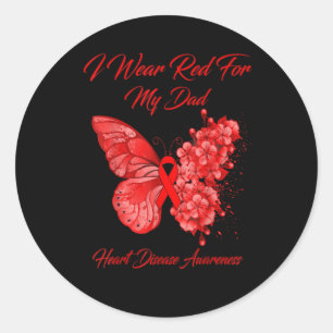 Red Butterfly Heart Disease Awareness Runder Aufkleber