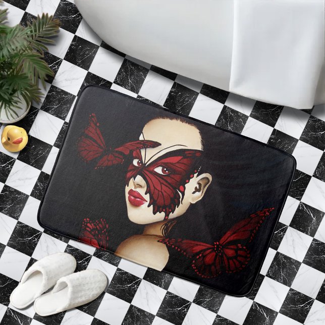 Red Butterfly Masquerade Badematte (Von Creator hochgeladen)