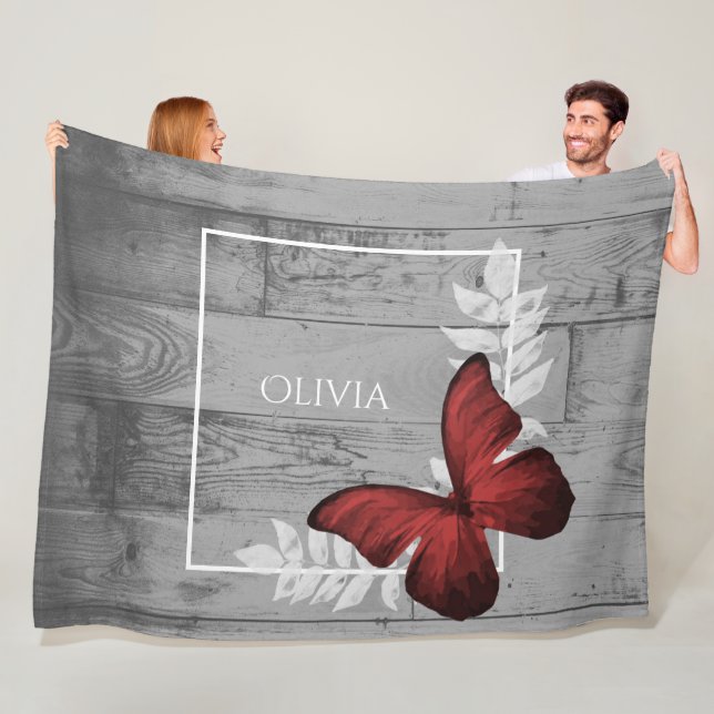 Red Butterfly Rustikales Personalisiert Fleece Bla (Beispiel)