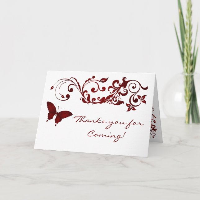 Red Butterfly, vielen Dank für Hochzeiten Dankeskarte (Vorderseite)