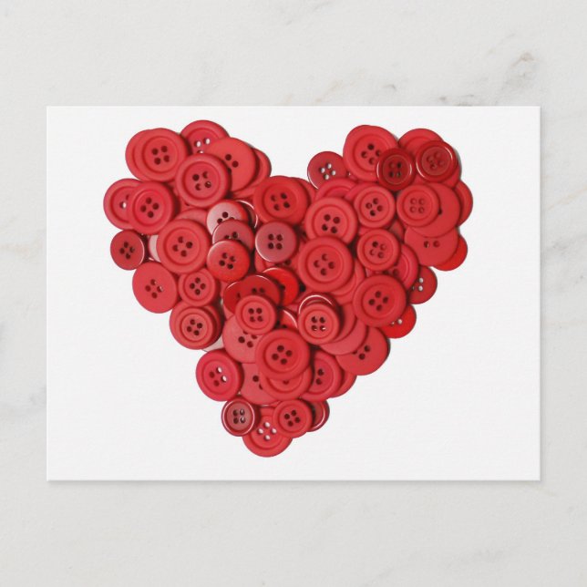 Red Button Heart Postkarte (Vorderseite)