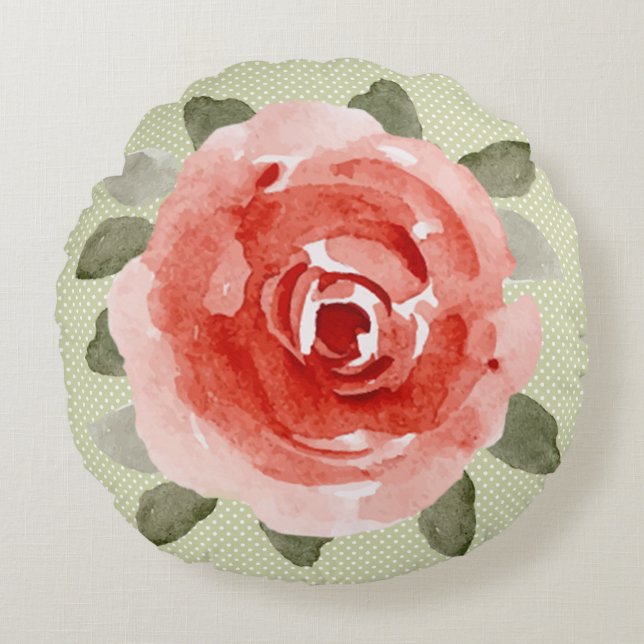 Red Cabbage Rose Rundkissen Rundes Kissen (Vorderseite)