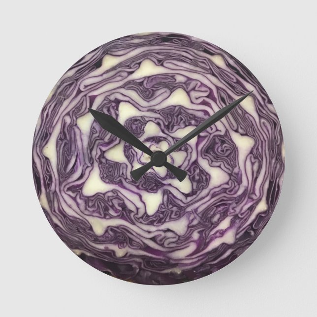 Red Cabbage Runde Wanduhr (Vorderseite)