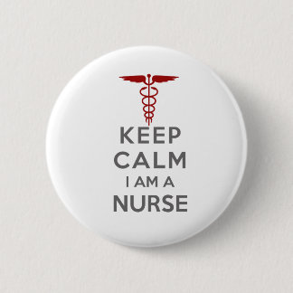 Red Caduceus Behielt Calm I bin eine Krankenschwes Button