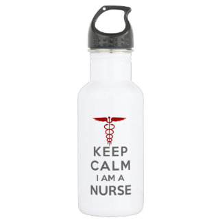 Red Caduceus Behielt Calm I bin eine Krankenschwes Edelstahlflasche