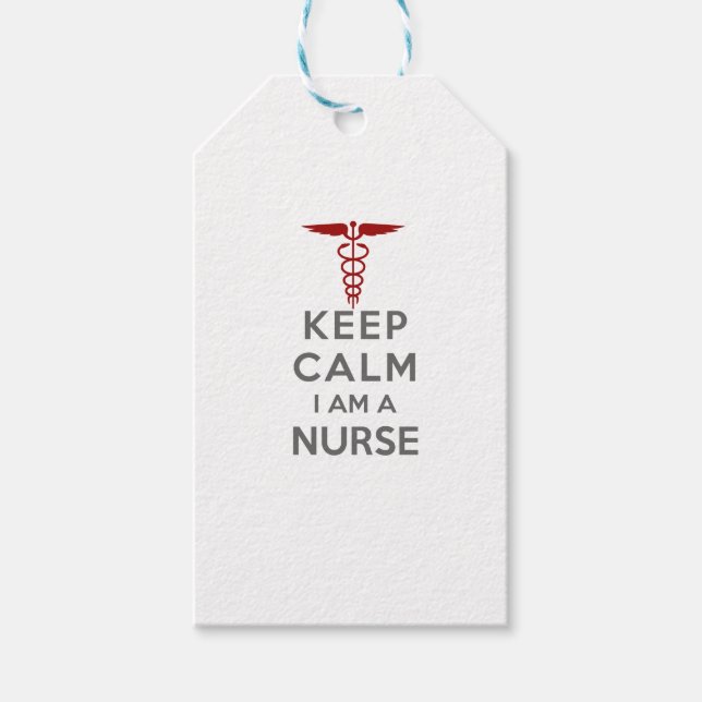 Red Caduceus Behielt Calm I bin eine Krankenschwes Geschenkanhänger (Vorderseite)