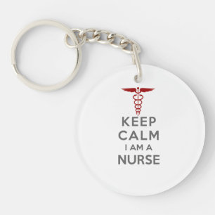 Red Caduceus Behielt Calm I bin eine Krankenschwes Schlüsselanhänger