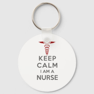 Red Caduceus Behielt Calm I bin eine Krankenschwes Schlüsselanhänger