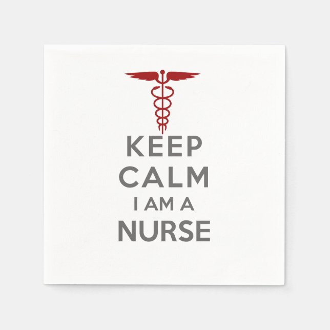 Red Caduceus Behielt Calm I bin eine Krankenschwes Serviette (Vorderseite)
