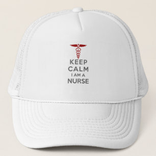 Red Caduceus Behielt Calm I bin eine Krankenschwes Truckerkappe