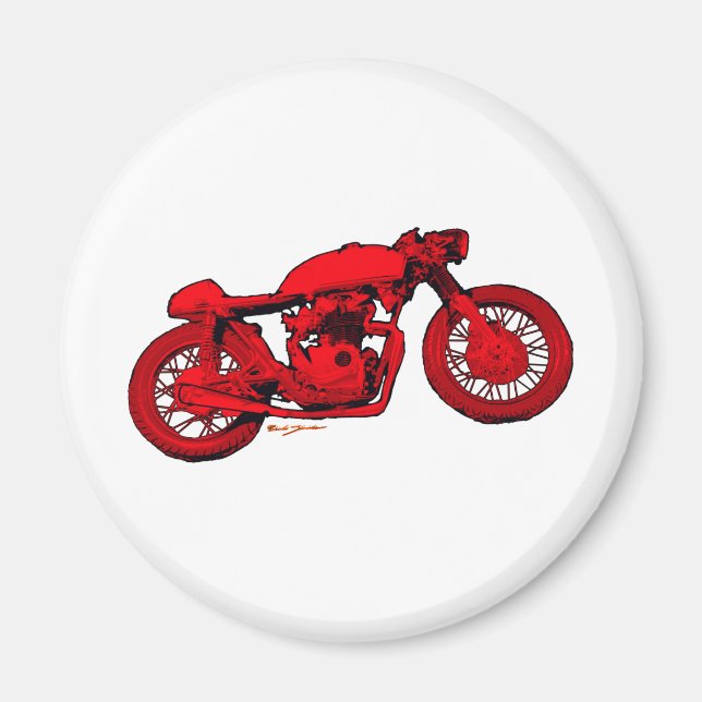 Red Cafe Racer Magnet (Vorne)