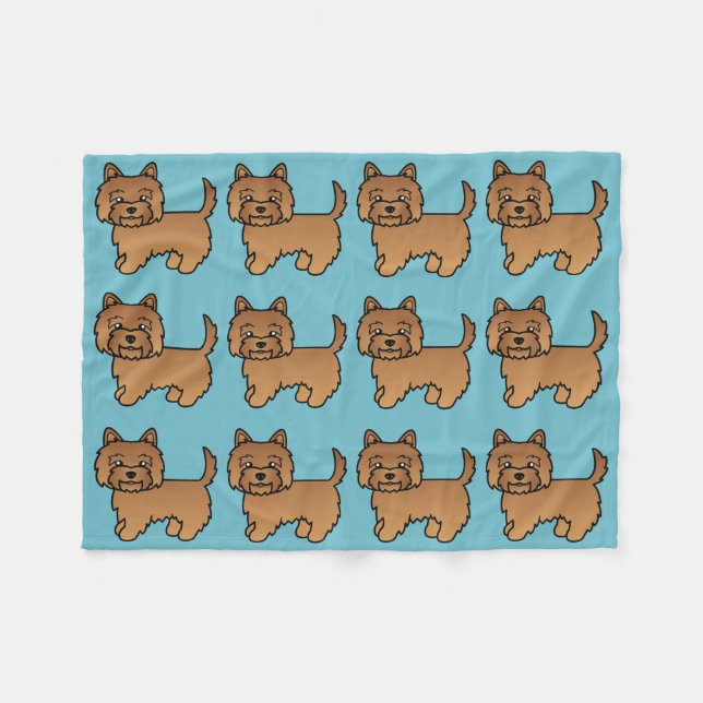 Red Cairn Terrier Cartoon Dog Design Fleecedecke (Vorderseite (Horizontal))